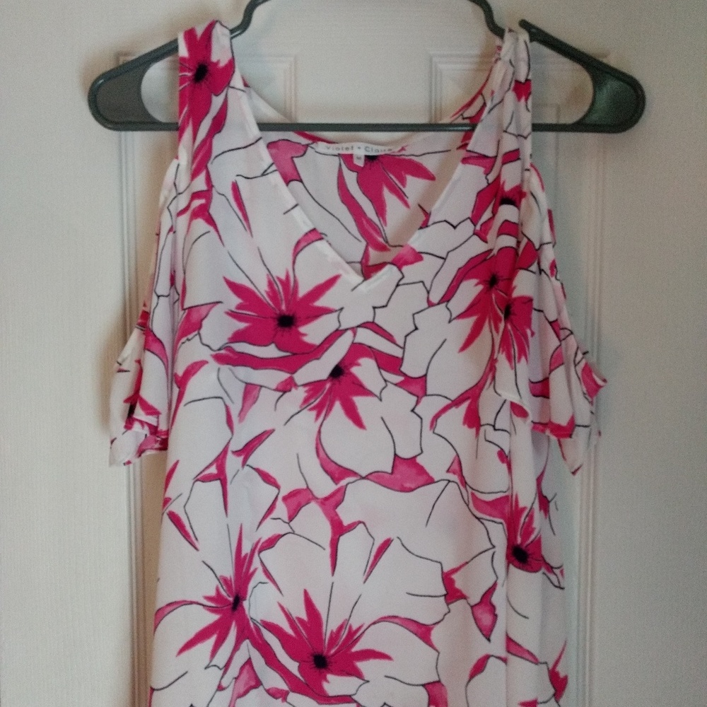 Cold Shoulder, Silky VNeck Top